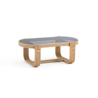 Стол Журнальный из ротанга и тонированного стекла Ravieri единый размер бежевый LA REDOUTE INTERIEURS  фото, kupilegko.ru